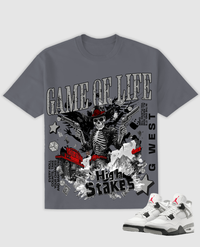 G West Men's Game Of Life Tee Charcoal Grey