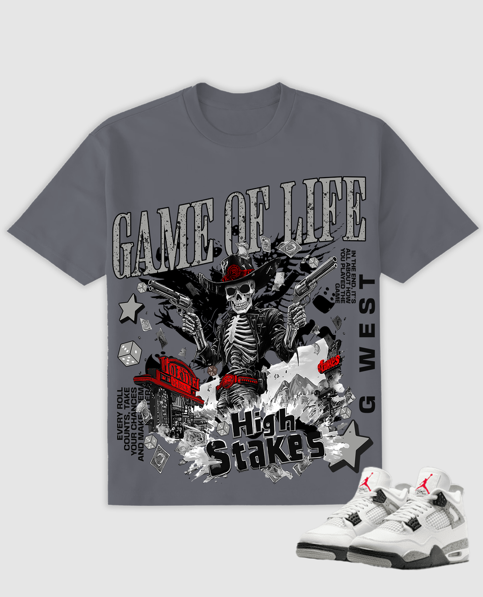 G West Men's Game Of Life Tee Charcoal Grey