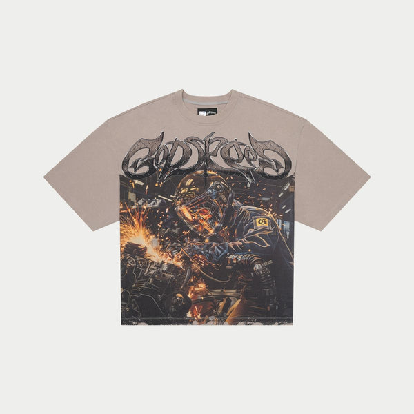 Godspeed Steel Sharpens Steel tee Clay Grey
