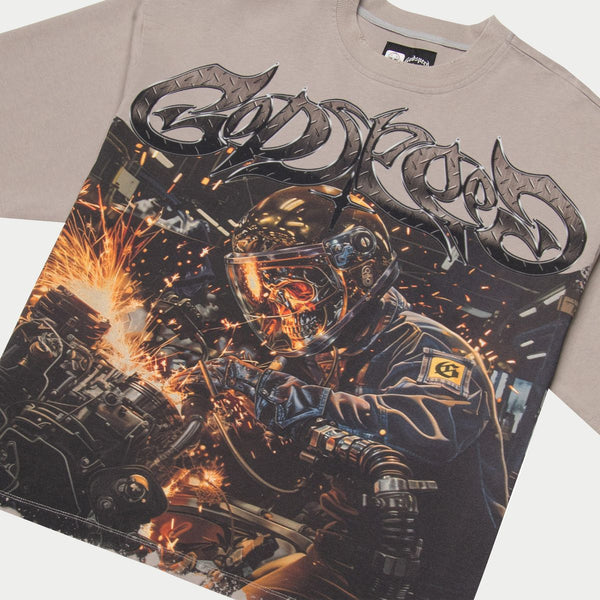 Godspeed Steel Sharpens Steel tee Clay Grey