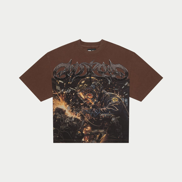Godspeed Steel Sharpens Steel tee Brown Wash