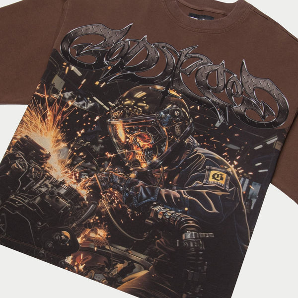 Godspeed Steel Sharpens Steel tee Brown Wash