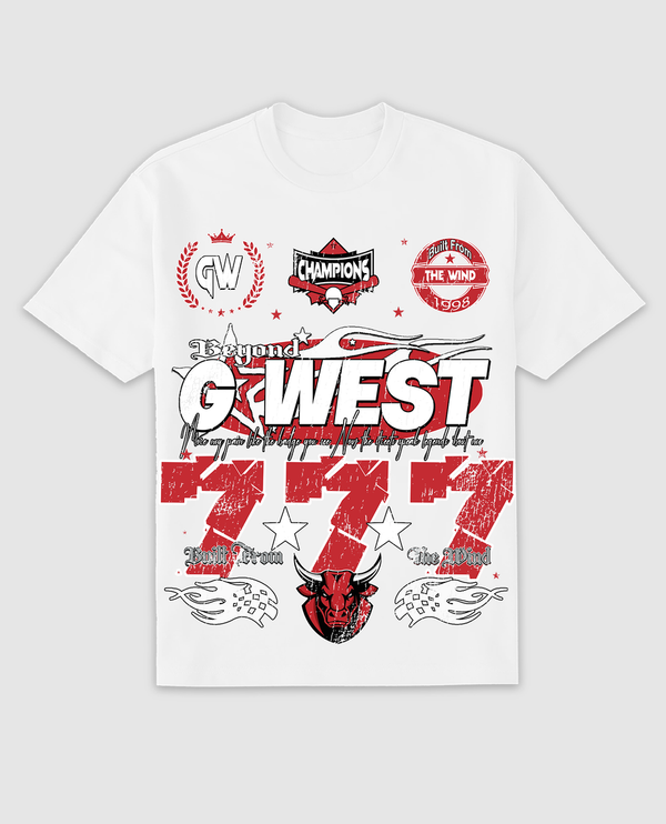 G west Rhinestone 777 Tee White/Red