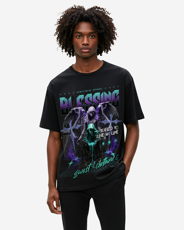 G west Rhinestone blessing tee Black/Purple