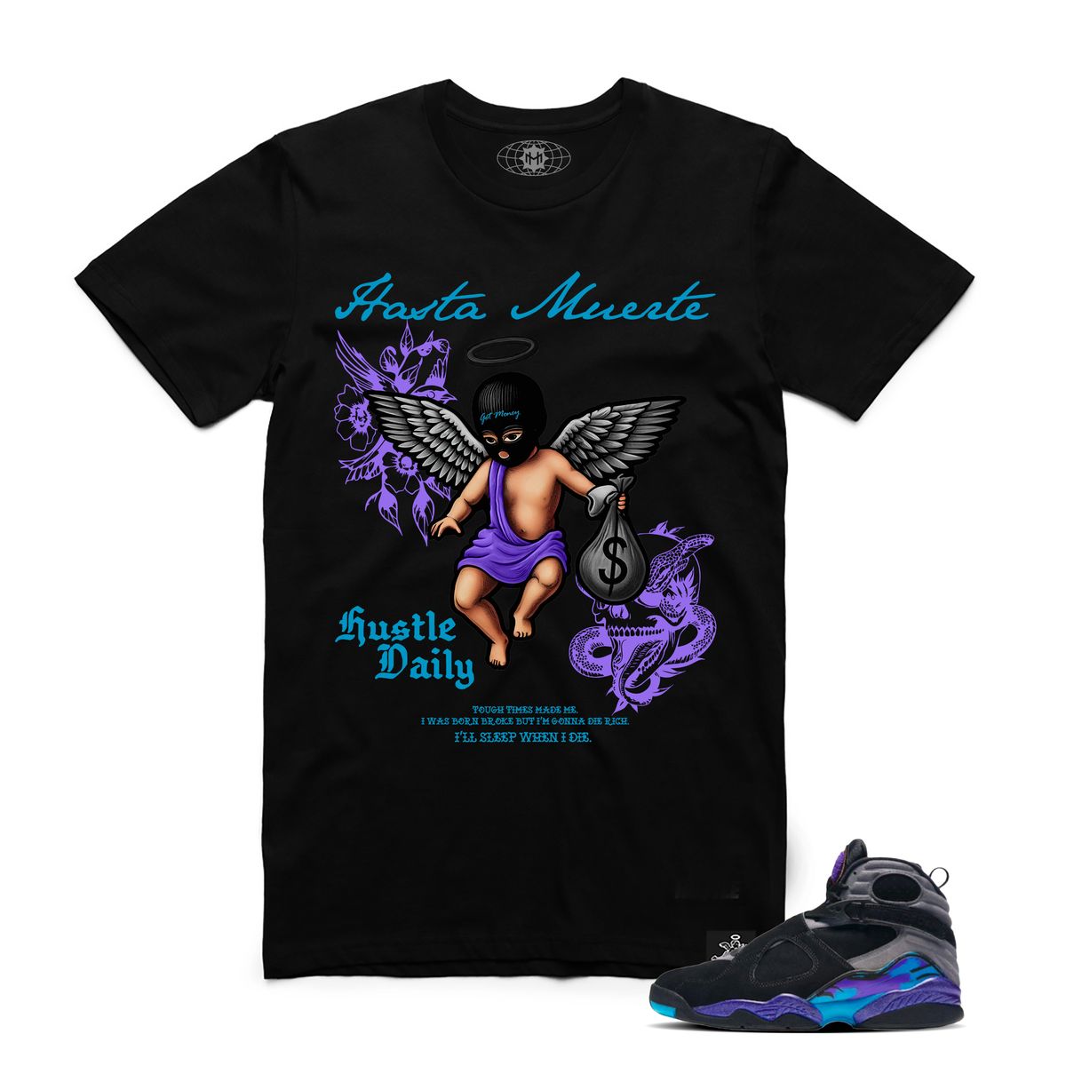 Hasta Muerte MT Purp Shaded MM Tatto Tee Black