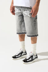 Serenede Atelier Denim Shorts Vintage Grey Stud Logo Print