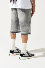 Serenede Atelier Denim Shorts Vintage Grey Stud Logo Print