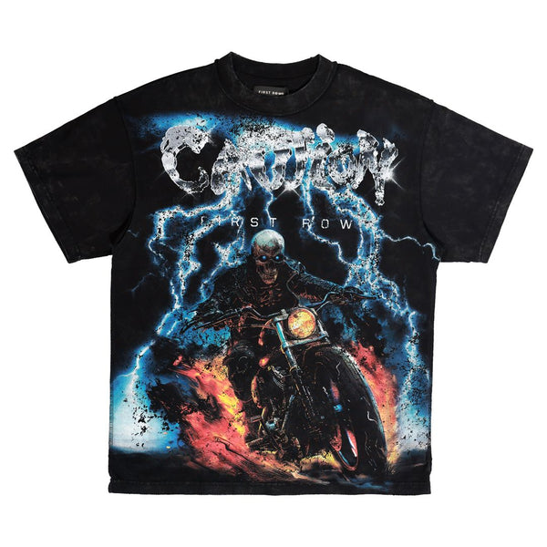 First Row Men’s Caution Ghost Rider Tee Black