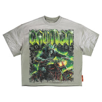First Row Men’s Caution Ghost Rider Cropped Tee Grey