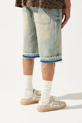 Serenede Terra Denim Shorts Vintage Earth Yellow Raw Edge