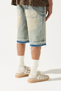 Serenede Terra Denim Shorts Vintage Earth Yellow Raw Edge