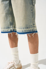 Serenede Terra Denim Shorts Vintage Earth Yellow Raw Edge