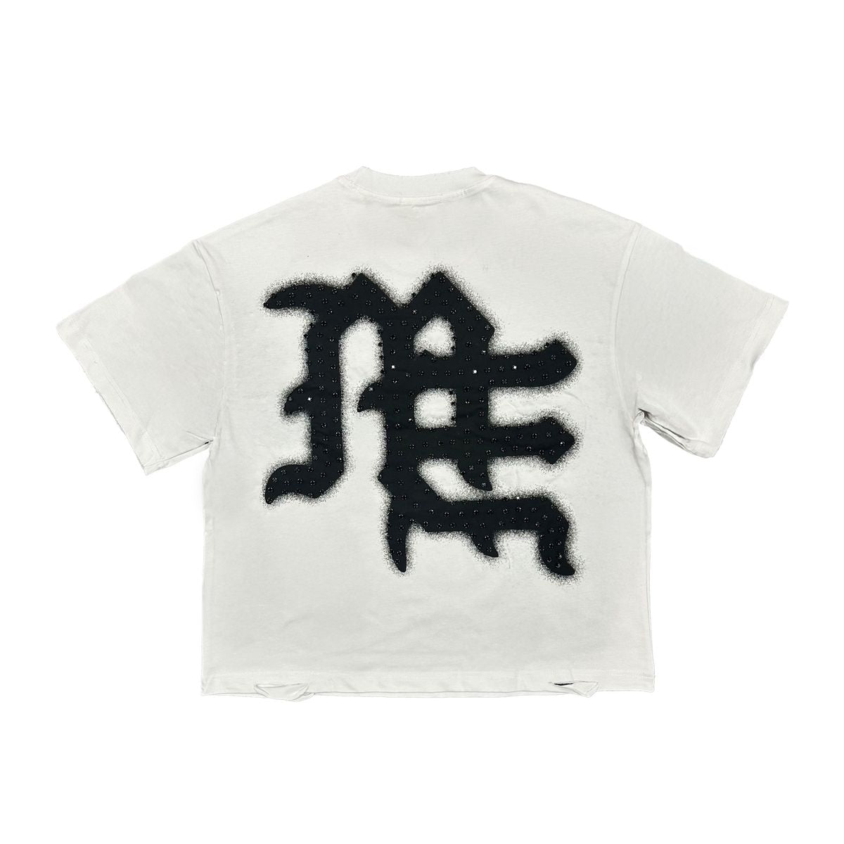 Mixed Emotion ‘End’ Rhinestone Tee White/Black