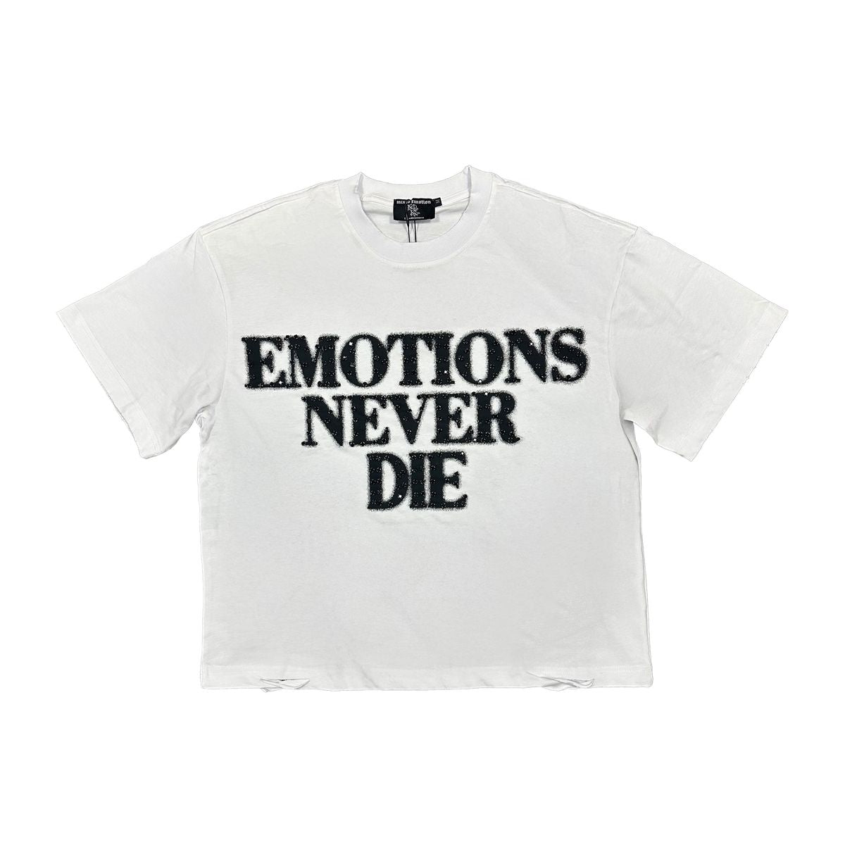 Mixed Emotion ‘End’ Rhinestone Tee White/Black