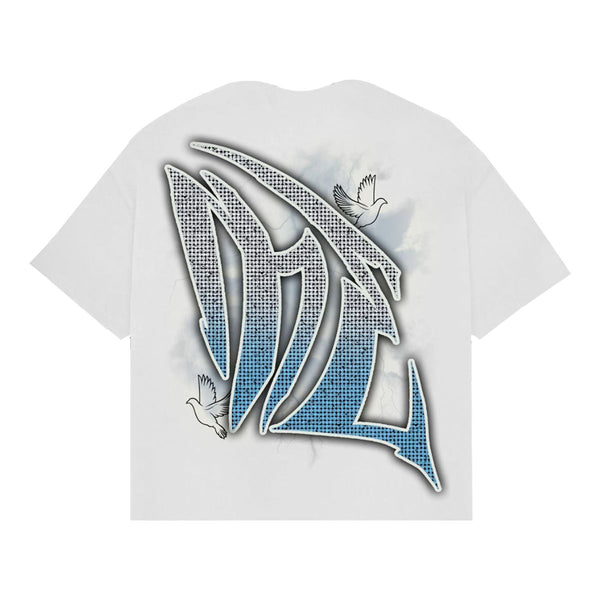 Mixed Emotion 'Dove' Rhinestone Tee White