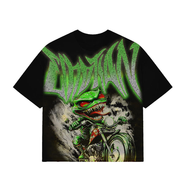 Mixed Emotion 'Goblin' Rhinestone Tee Black / Green