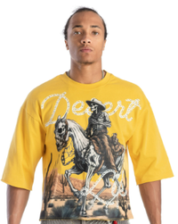 Kindred Men’s Rhinestone Desert Cowboy Cropped Tee – Yellow