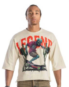 Kindred Men's Legend Skater Zombie Cropped Tee – Khaki