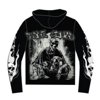 Majestik Men's Tapestry Bone Squad Skull Hoodie Black