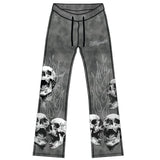 Majestik Men's Rhinestone Tapestry Skull Jogger Set Grey