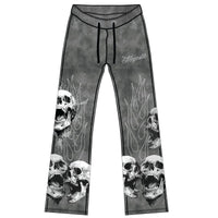 Majestik Men's Rhinestone Tapestry Skull Jogger Set Grey