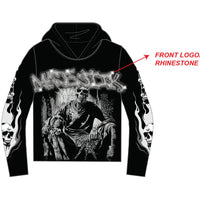 Majestik Men's Tapestry Bone Squad Skull Hoodie Black