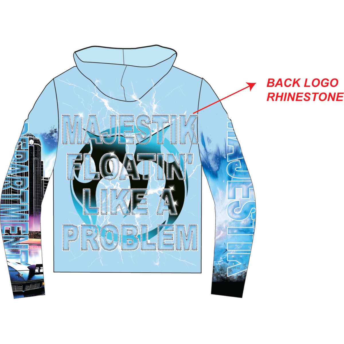 Majestik Men's Tapestry Hoodie Light Blue