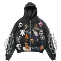 Majestik Men's Garment dyed Heavy zip up Black