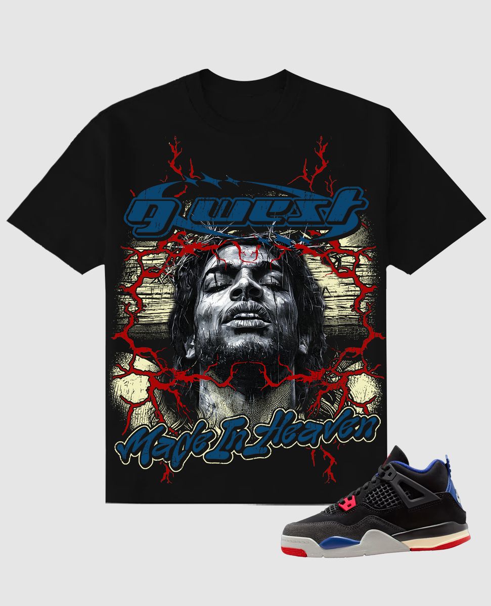 G west Men's made in heaven tee Black/red/royal blue