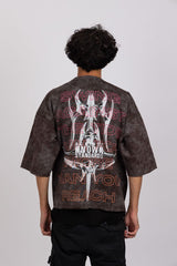 AKS Keep Swinging Cropped Tee Black Wash