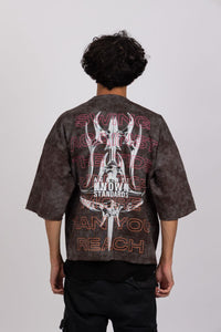 AKS Keep Swinging Cropped Tee Black Wash