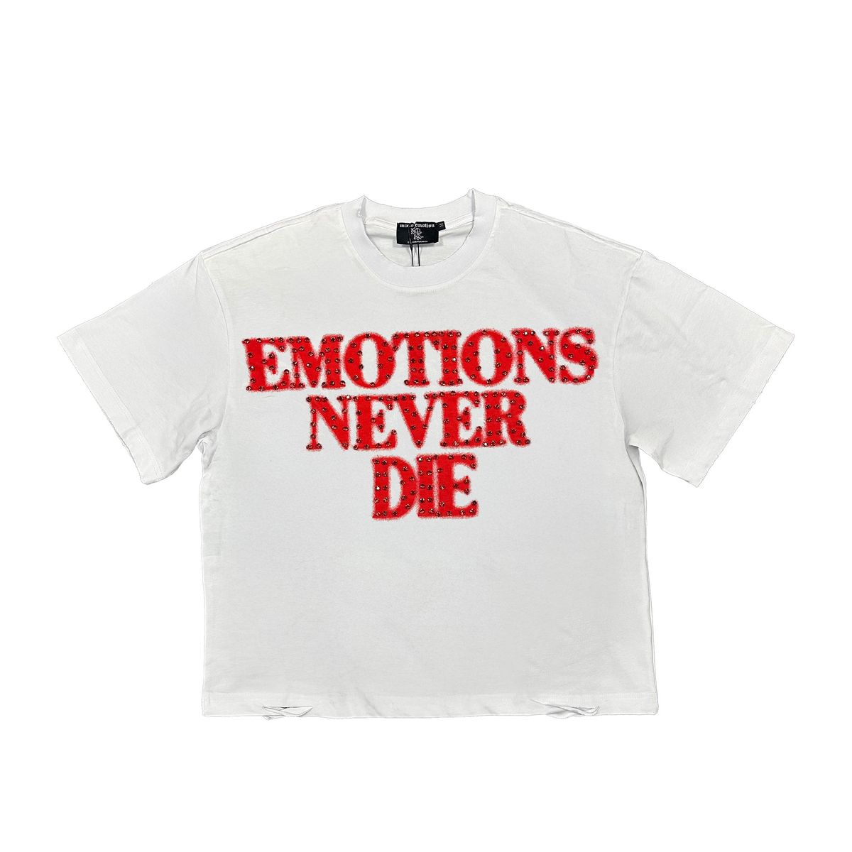 Mixed Emotion ‘End’ Rhinestone Tee White/Red