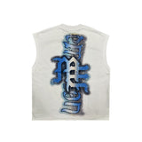 Mixed Emotion ’Angel’ Sleeveless Tee White/Blue