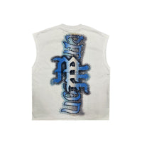 Mixed Emotion ’Angel’ Sleeveless Tee White/Blue