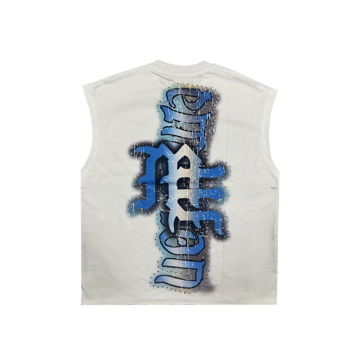 Mixed Emotion ’Angel’ Sleeveless Tee White/Blue