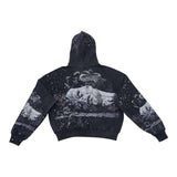 Syndicate Men’s Fallen Statue Rhinestone Zip up Hoodie Black wash