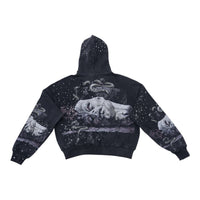 Syndicate Men’s Fallen Statue Rhinestone Zip up Hoodie Black wash