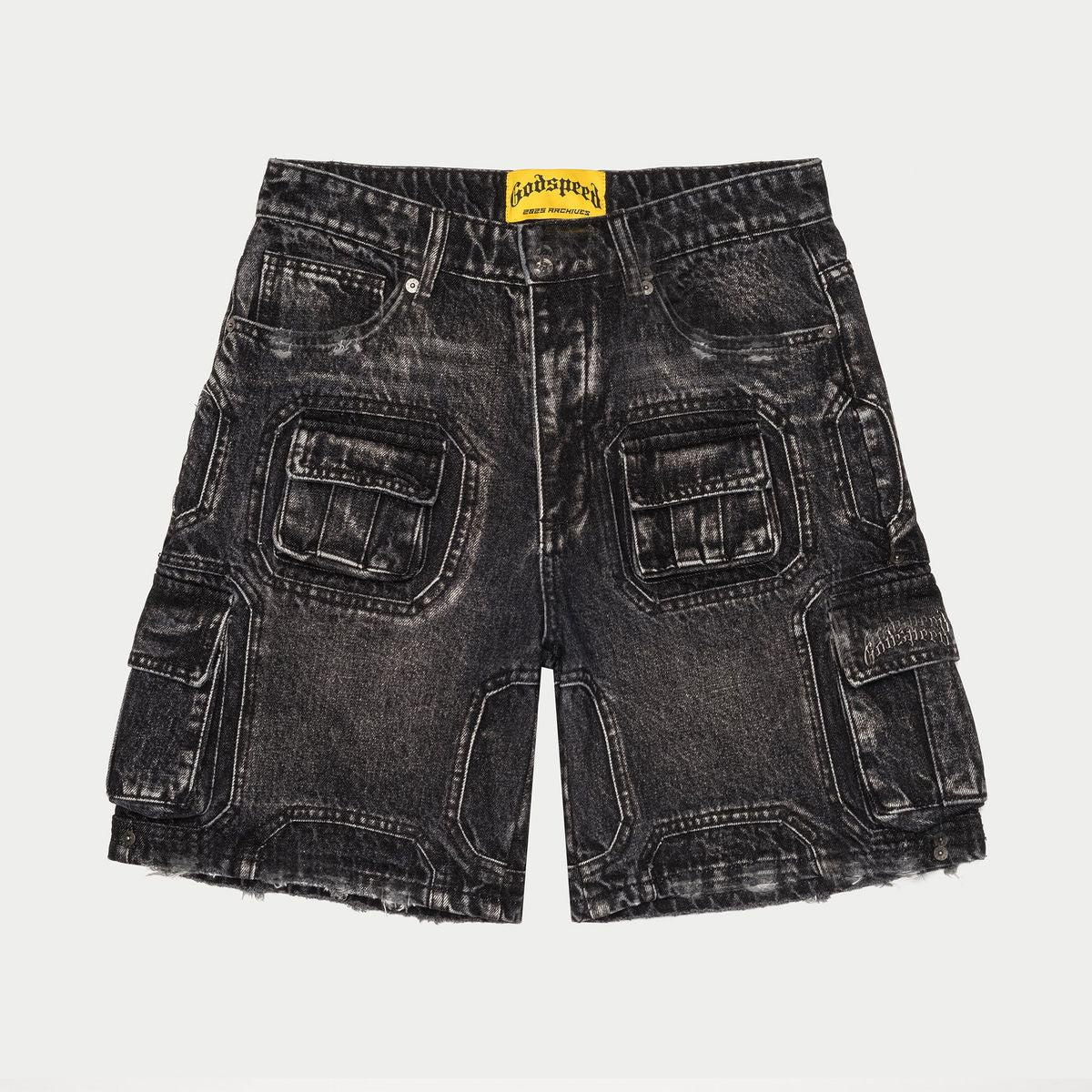Godspeed Octagon Cargo Denim Shorts Black