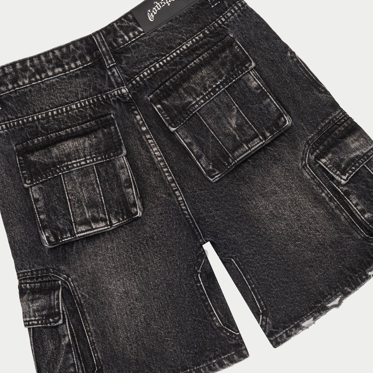 Godspeed Octagon Cargo Denim Shorts Black