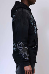 First Row Wake Up And Be Fierce Applique Stacked Jogger Set black