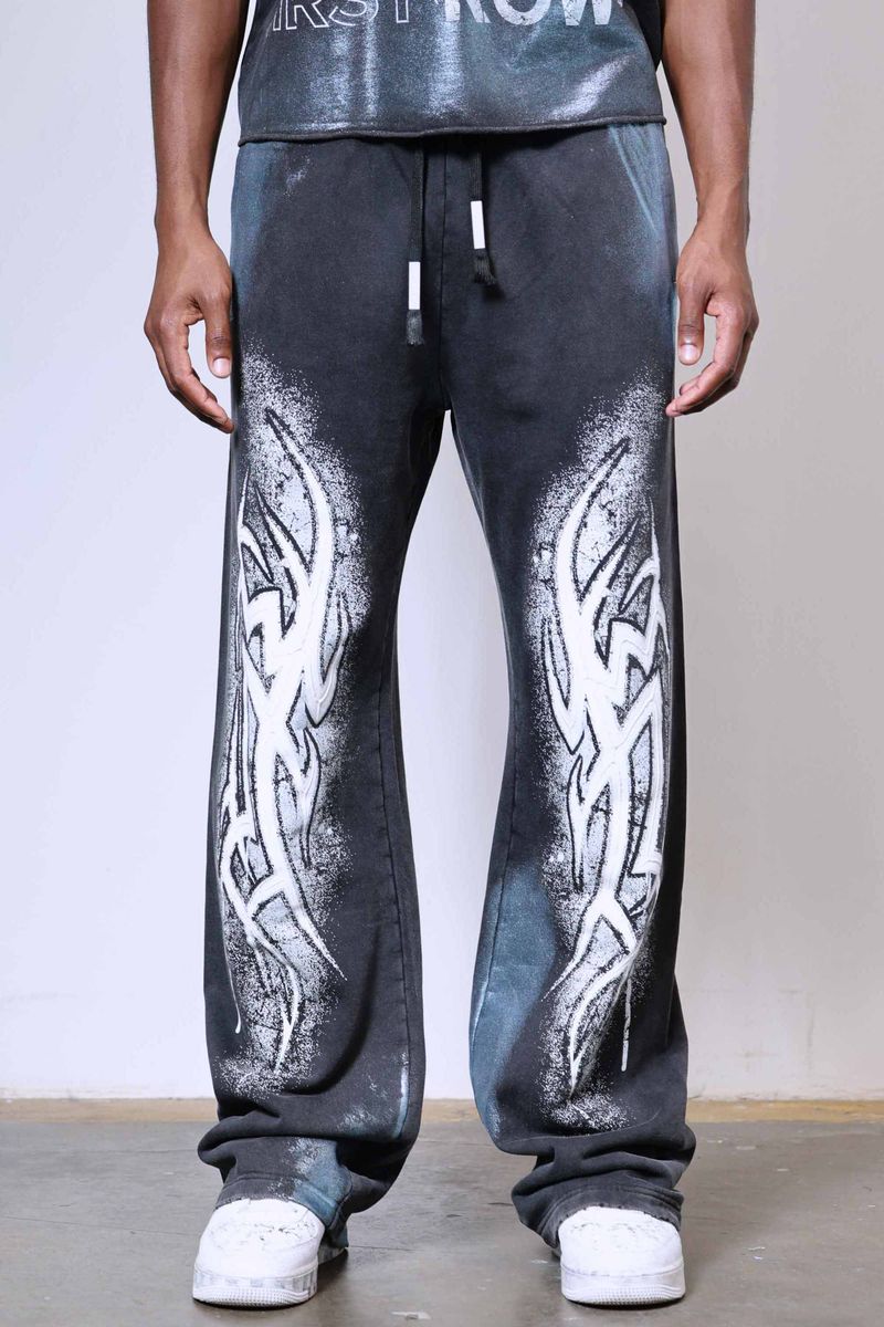 First Row Tribal baggy Jogger Set Black