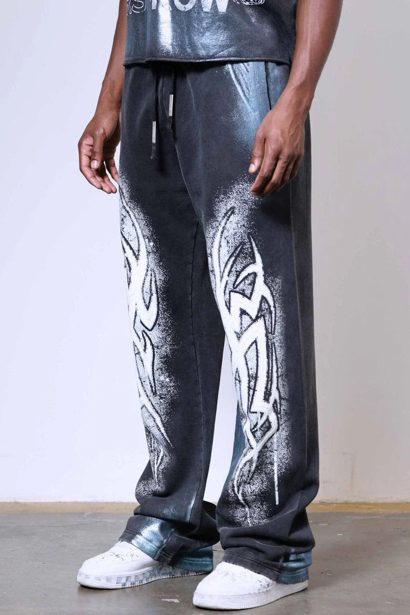 First Row Tribal baggy Sweat Pant Black