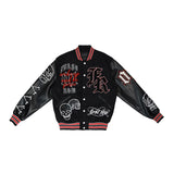 First Row Wake Up And Be Fierce Varsity Jacket Black