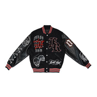 First Row Wake Up And Be Fierce Varsity Jacket Black