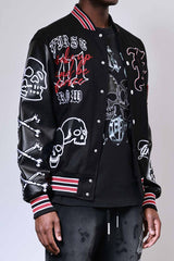 First Row Wake Up And Be Fierce Varsity Jacket Black