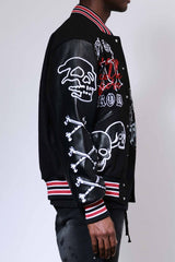 First Row Wake Up And Be Fierce Varsity Jacket Black