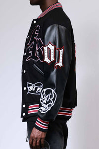 First Row Wake Up And Be Fierce Varsity Jacket Black