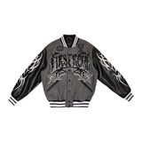 First Row Y2K Tribal Varsity Jacket Grey