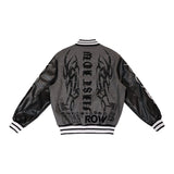 First Row Y2K Tribal Varsity Jacket Grey