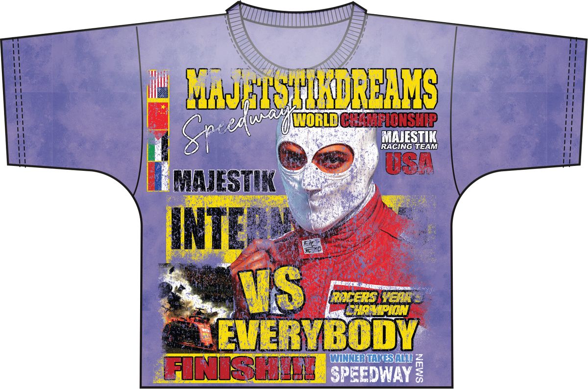 Majestik Men's Rhinestone Garment Dyed DTG Print Tee Purple